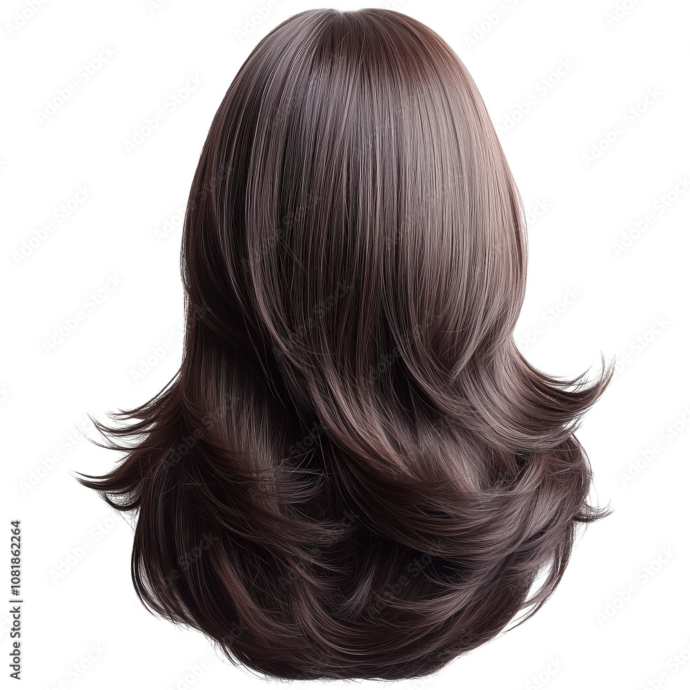 Luxurious long brown hair with soft waves and shine. Isolated on transparent background. Luxurious long brown hair with soft waves and shine. Isolated on transparent background.