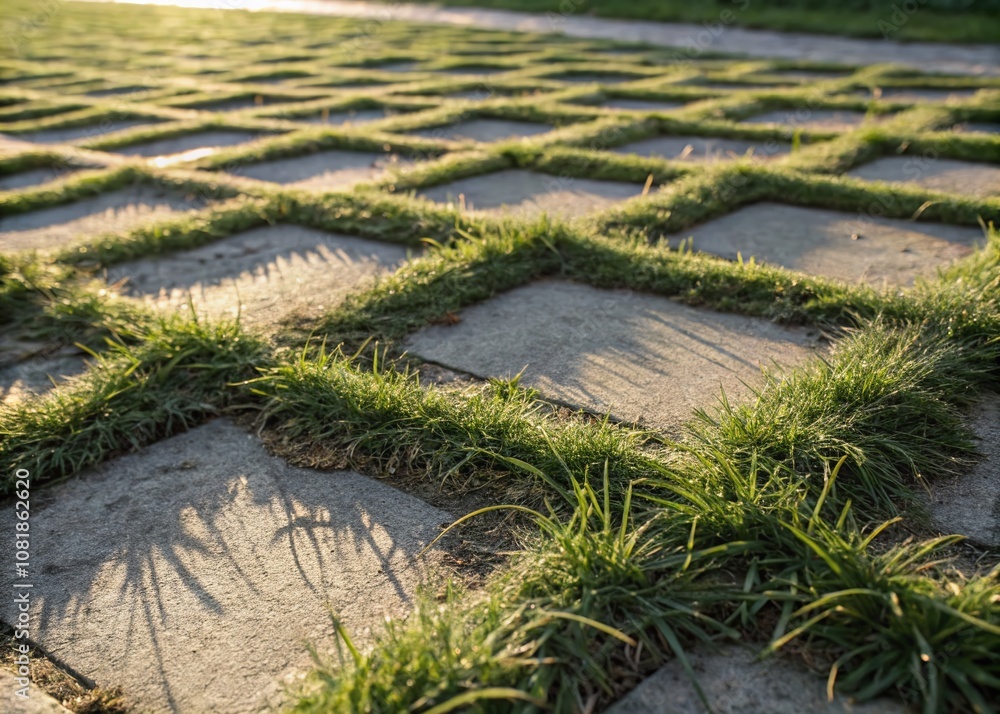 Naklejka premium Documenting the Intricate Textured Patterns of Grass Forming Geometric Lines in Nature's Landscape Showcasing the Beauty of Natural Geometry and Organic Designs