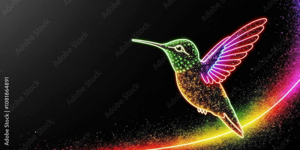 Fototapeta premium Vibrant 3d hummingbird animation abstract background colorful high contrast festive concept for eye-catching banners