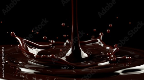 Dark chocolate splash. Rich, decadent dark chocolate pouring, creating a dramatic splash. Indulgence and luxury visualized. photo