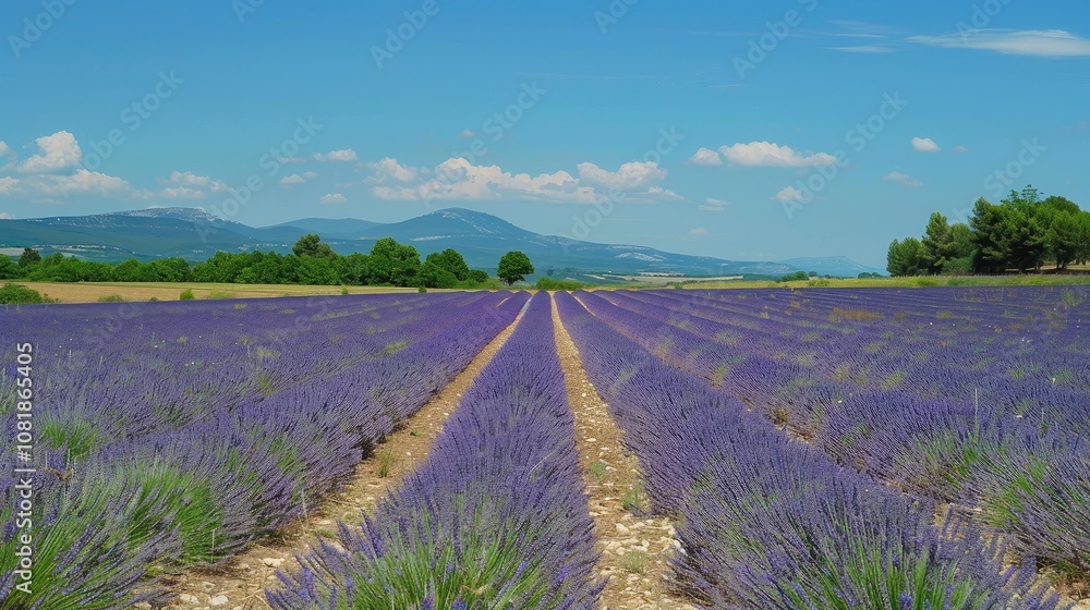 Majestic lavender fields stretching to the horizon Majestic lavender fields stretching to the horizon