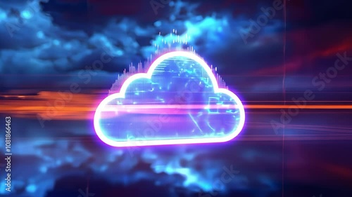 Wallpaper Mural A digital cloud graphic featuring glowing elements and a futuristic design, representing cloud computing or storage technology. Torontodigital.ca
