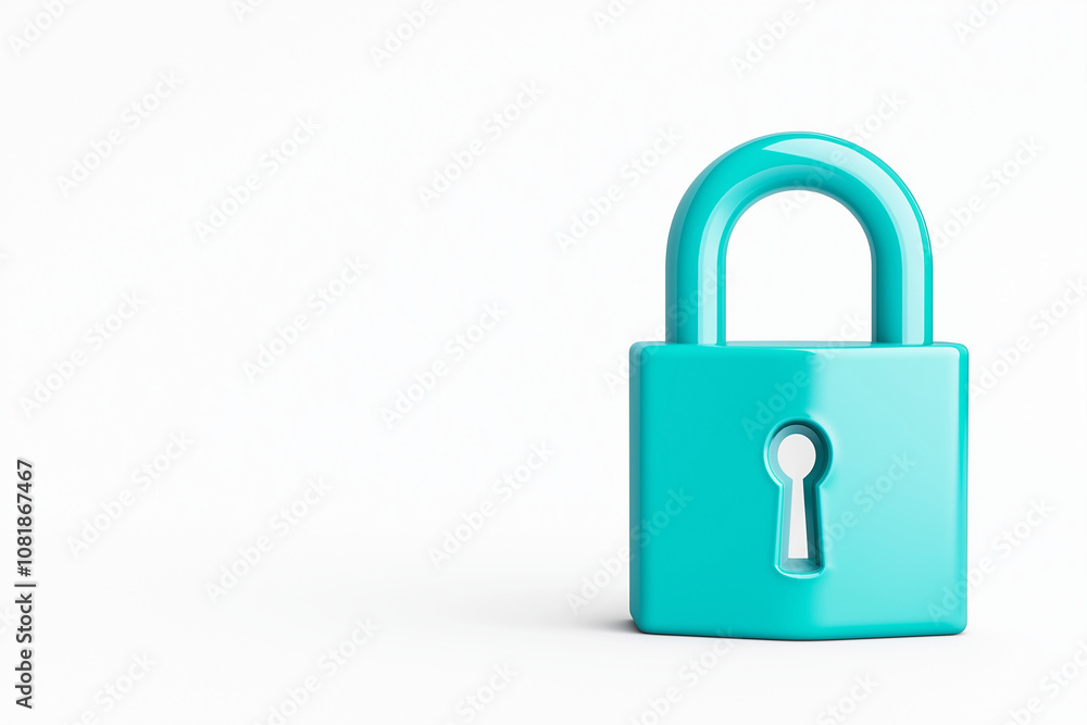 digital lock icon, cyber security symbol, holographic effect, metallic and blue, isolated on white background digital lock icon, cyber security symbol, holographic effect, metallic and blue, isolated on white background
