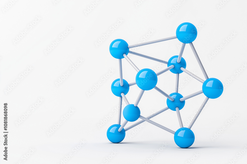 3D digital neural network, tech symbol, glowing blue nodes, isolated on white background 3D digital neural network, tech symbol, glowing blue nodes, isolated on white background