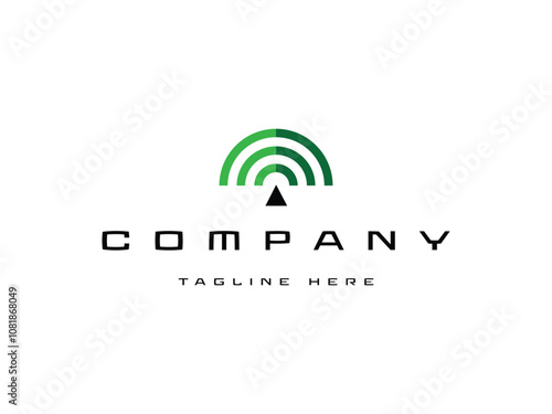 simple digital tree signal wi fi abstract logo design