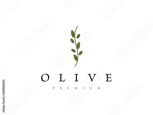 olive branch with leaves logo design