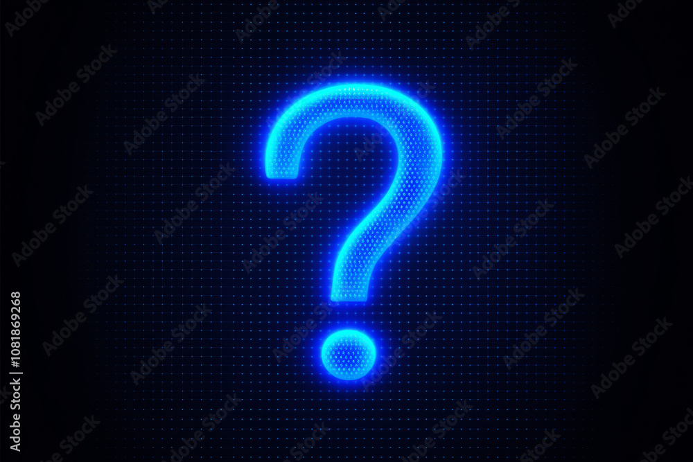 neon dark blue question mark on isolated background. Neon question mark. neon dark blue question mark on isolated background. Neon question mark.