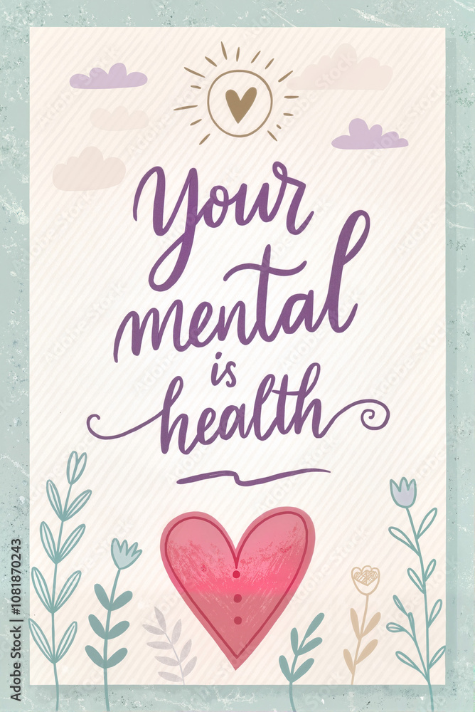 Obraz premium Mental health awareness poster with heart design 