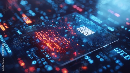 Digital technology event featuring sim card innovations virtual data environment high-tech perspective cybersecurity concept