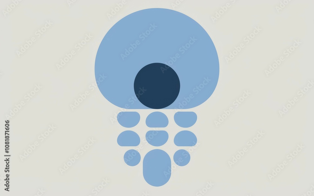 Blue abstract shapes design. Modern minimalist art. Circles and ovals create a calming, balanced image. Symbolizes unity and flow. Blue abstract shapes design. Modern minimalist art. Circles and ovals create a calming, balanced image. Symbolizes unity and flow.