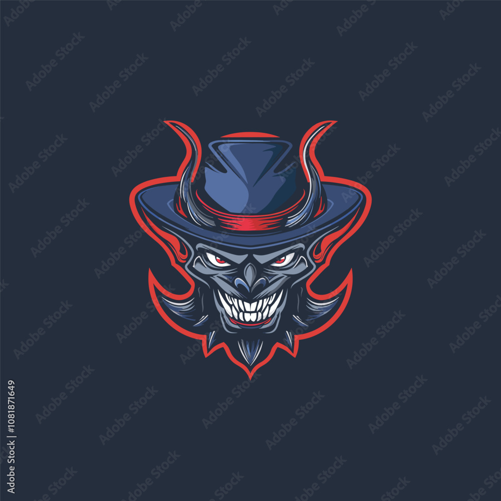 Fototapeta premium devil in a hat logo design