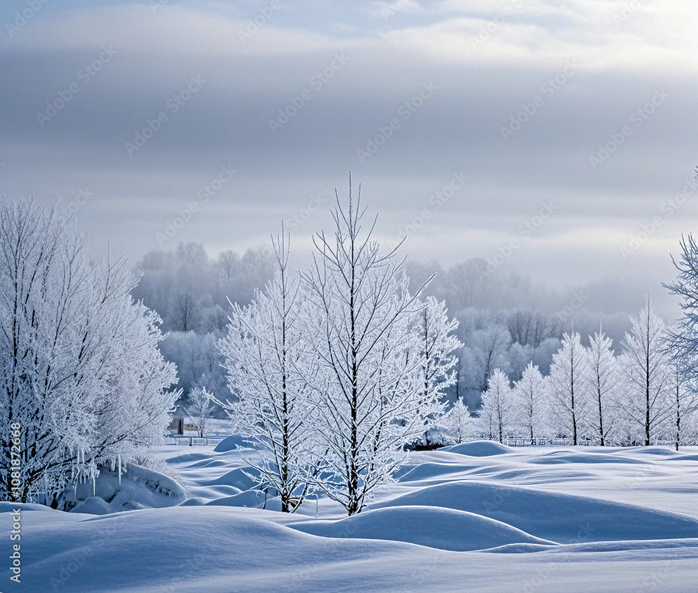 winter landscape with trees winter landscape with trees