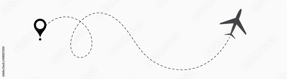 plane routes dotted paths aircraft travel route start point Flight route with start point and dash line plane routes dotted paths aircraft travel route start point Flight route with start point and dash line