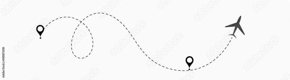 plane routes dotted paths aircraft travel route start point Flight route with start point and dash line plane routes dotted paths aircraft travel route start point Flight route with start point and dash line