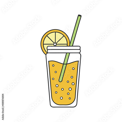 A minimalist line art design featuring a classic lemonade theme: a glass with lemon slices, a straw, and subtle ice cubes, capturing freshness and simplicity.






