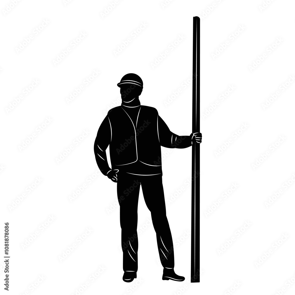 Fototapeta premium builder on white background silhouette, vector