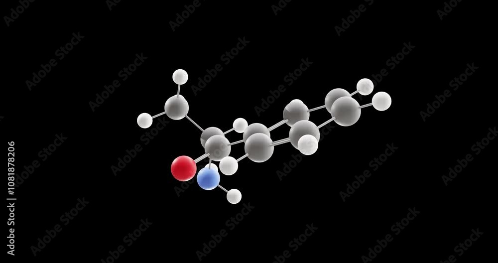 Cathinone molecule, rotating 3D model of benzoylethanamine, looped video on a black background Cathinone molecule, rotating 3D model of benzoylethanamine, looped video on a black background