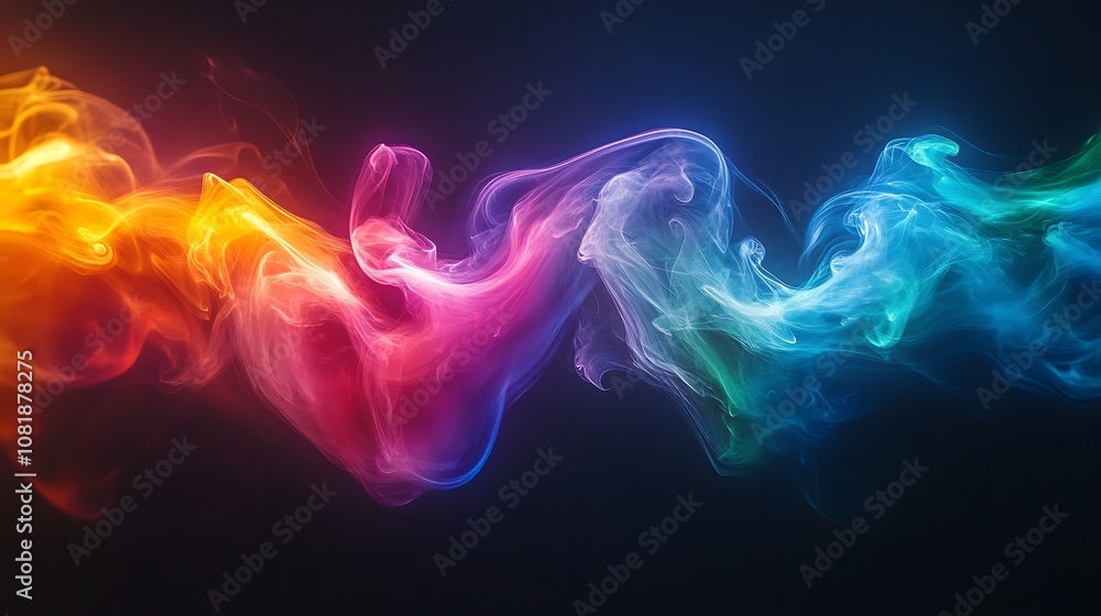 Flowing rainbow smoke creating abstract shapes against a pure black background, the colorful wisps blending into a mesmerizing dance, ethereal and vivid, photorealistic quality, hd clarity, Flowing rainbow smoke creating abstract shapes against a pure black background, the colorful wisps blending into a mesmerizing dance, ethereal and vivid, photorealistic quality, hd clarity,