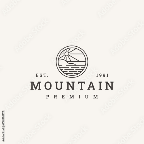 Mountain logo vector hipster vintage icon illustration