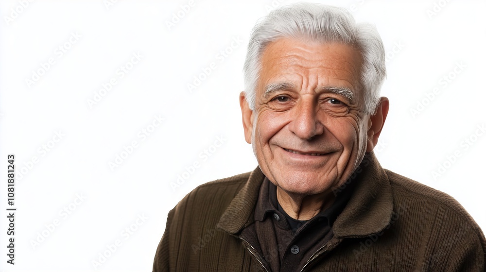 Portrait of smiling old man on white background Portrait of smiling old man on white background