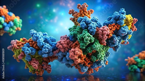 Close-up image of protein synthesis process photo