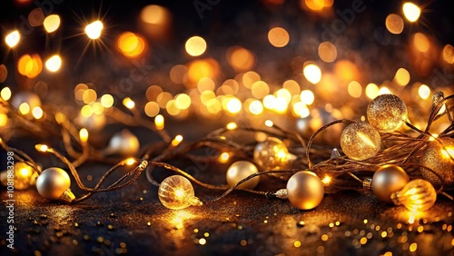 Close-up image of festive lights on elegant dark background