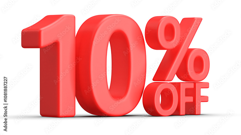 10 Percent Off Discount Red Number 3D Render 10 Percent Off Discount Red Number 3D Render