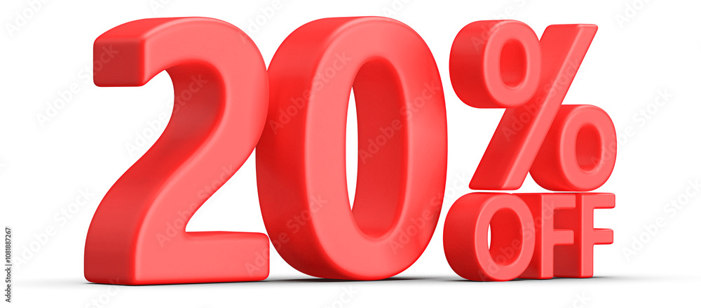 20 Percent Off Discount Red Number 3D Render 20 Percent Off Discount Red Number 3D Render