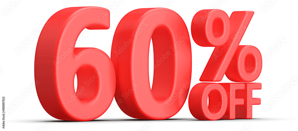 60 Percent Off Discount Red Number 3D Render 60 Percent Off Discount Red Number 3D Render