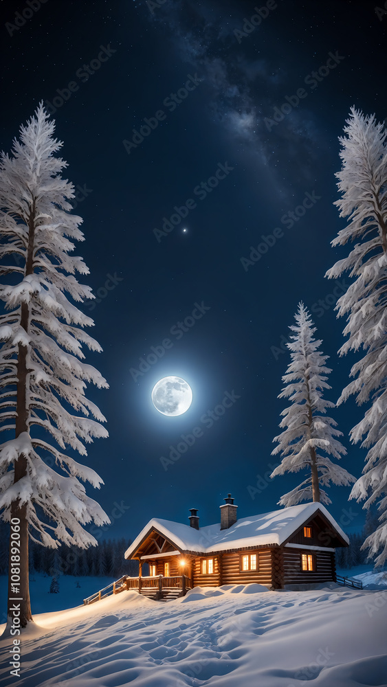 Fototapeta premium winter landscape with christmas tree