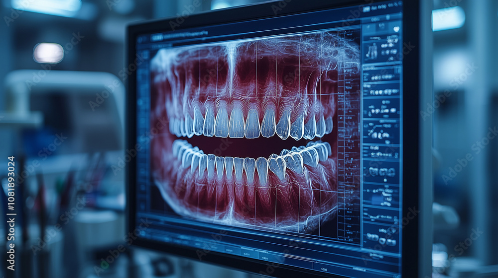 3D model of a jaw in an orthodontic dental clinic, showcasing detailed dental anatomy for educational and professional use in orthodontic treatments 3D model of a jaw in an orthodontic dental clinic, showcasing detailed dental anatomy for educational and professional use in orthodontic treatments
