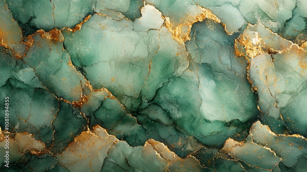 Abstract green and gold marbled texture with fluid patterns. Abstract green and gold marbled texture with fluid patterns.