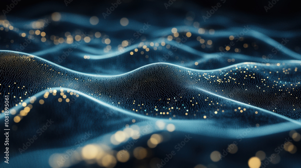 mesmerizing abstract illustration featuring flowing waves of light and texture, creating serene and captivating atmosphere. gentle undulations and sparkling elements evoke sense of tranquility and mesmerizing abstract illustration featuring flowing waves of light and texture, creating serene and captivating atmosphere. gentle undulations and sparkling elements evoke sense of tranquility and