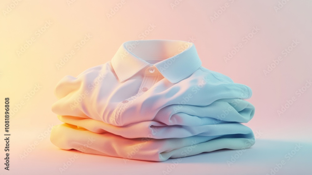 Obraz premium Realistic folded shirt in 3D, arranged on a smooth pastel background with soft lighting