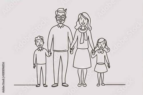 Happy family unity. Parents and children holding hands, symbolizing family togetherness and love.  A heartwarming illustration of family bonding.