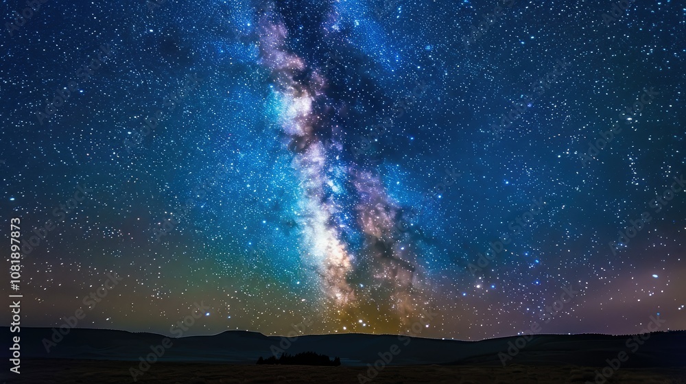 Colorful milkyway galaxy night stars landscape Colorful milkyway galaxy night stars landscape