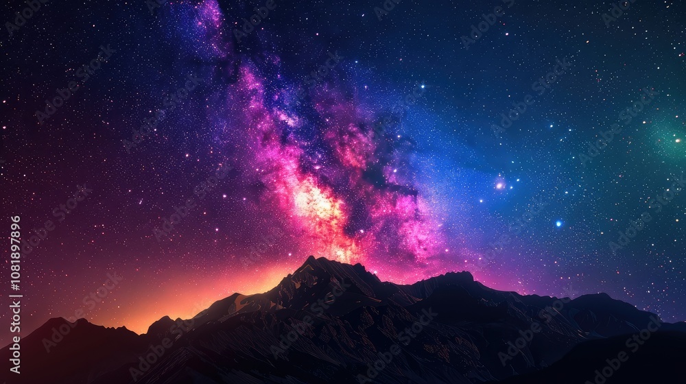 Colorful milkyway galaxy night stars landscape Colorful milkyway galaxy night stars landscape