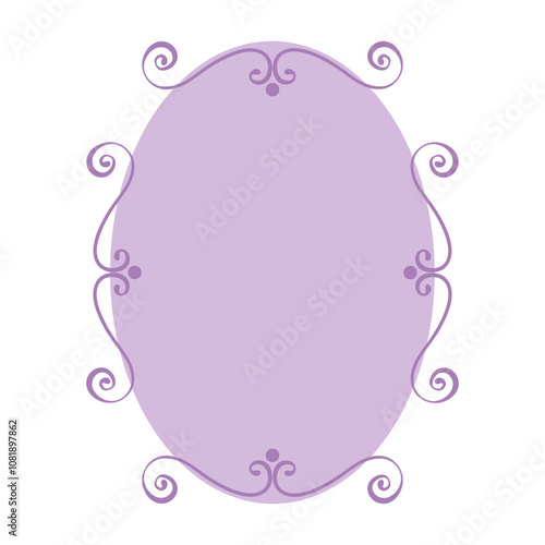 Oval-Shaped Text Frame with Side Ornaments, Isolated on White