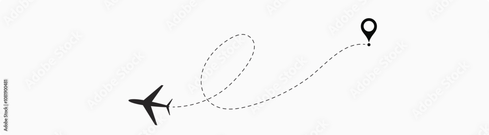 plane flight route. Airplane travel concept, symbol on isolated background. plane flight route. Airplane travel concept, symbol on isolated background.