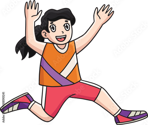 Track and Field Female Athlete Long jump Clipart