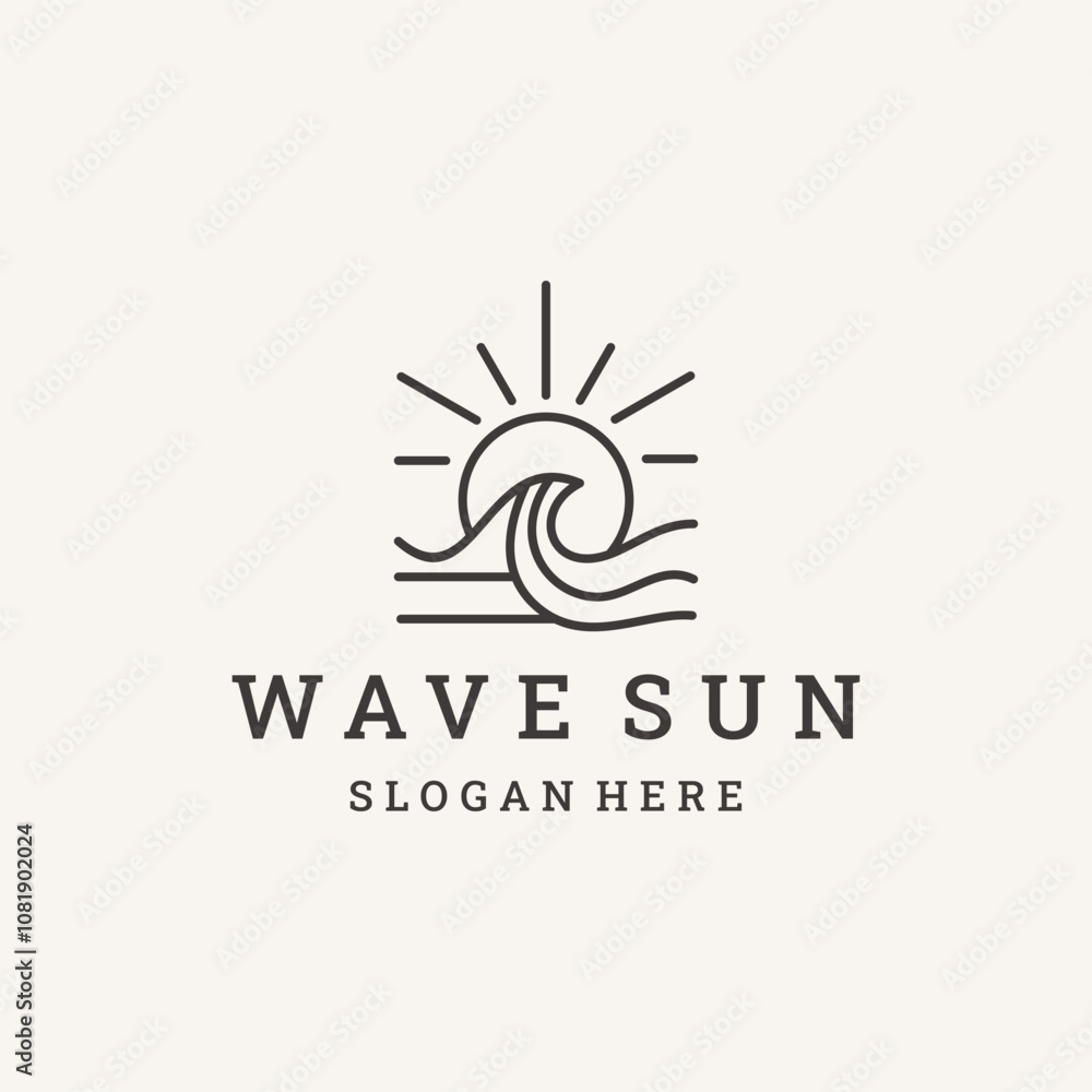 Wave sun logo template vector illustration design Wave sun logo template vector illustration design