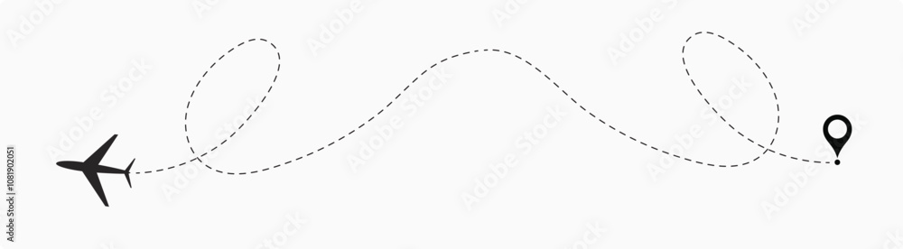 plane flight route. Airplane travel concept, symbol on isolated background. plane flight route. Airplane travel concept, symbol on isolated background.