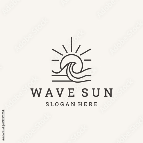 Wave sun logo template vector illustration design