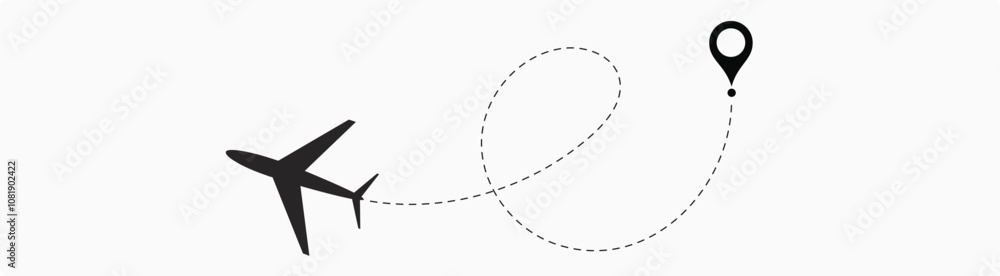 plane flight route. Airplane travel concept, symbol on isolated background. plane flight route. Airplane travel concept, symbol on isolated background.