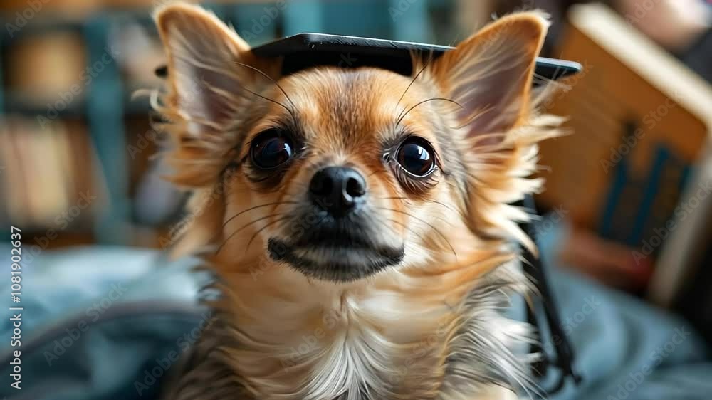 A Chihuahua wearing a graduation cap, looking cute and ready to celebrate a graduation. A Chihuahua wearing a graduation cap, looking cute and ready to celebrate a graduation.