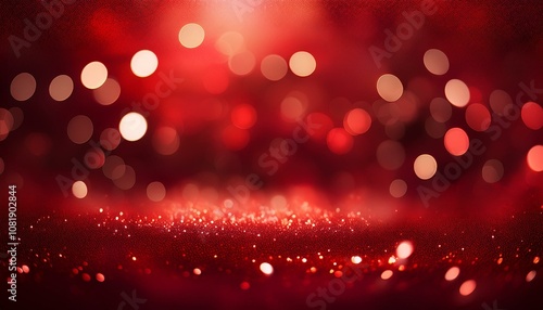 Dark red bokeh blur abstract background with soft shimmering lights, perfect for festive designs, elegant visual effects, and luxurious event backdrops
