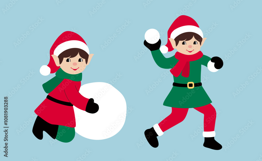 Set of retro elf playing with snowball flat Vector stock illustration.
cute playful Santa Claus helpers.
Merry Xmas design element.
Good for card, banner, flayer, leaflet, poster. Set of retro elf playing with snowball flat Vector stock illustration.
cute playful Santa Claus helpers.
Merry Xmas design element.
Good for card, banner, flayer, leaflet, poster.