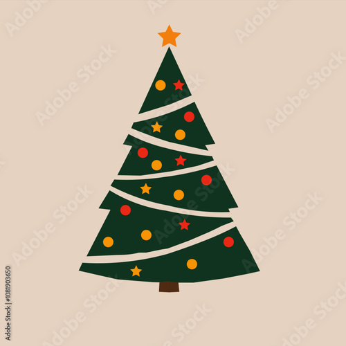 chritsmas tree with stars vector illustration