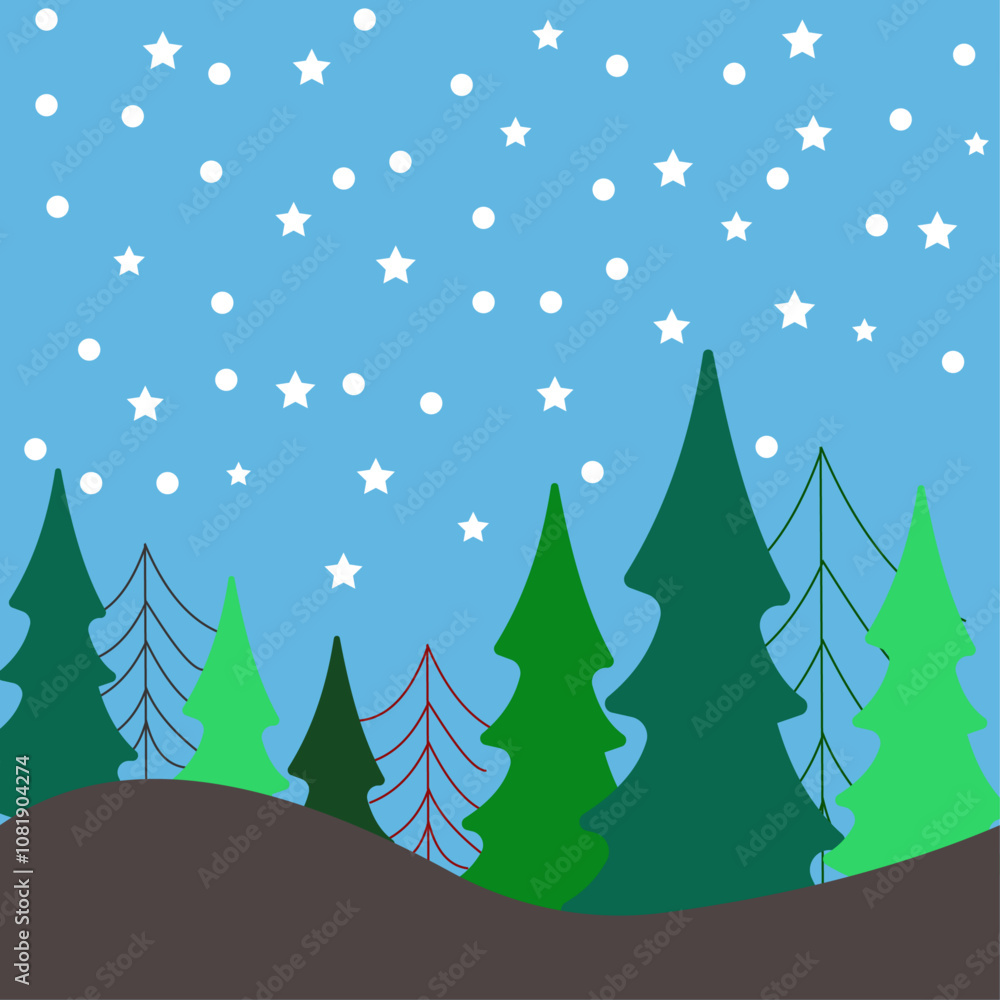 Fototapeta premium winter forest background vector illustration winter landscape with trees vector illustration winter landscape with fir trees vector illustration
