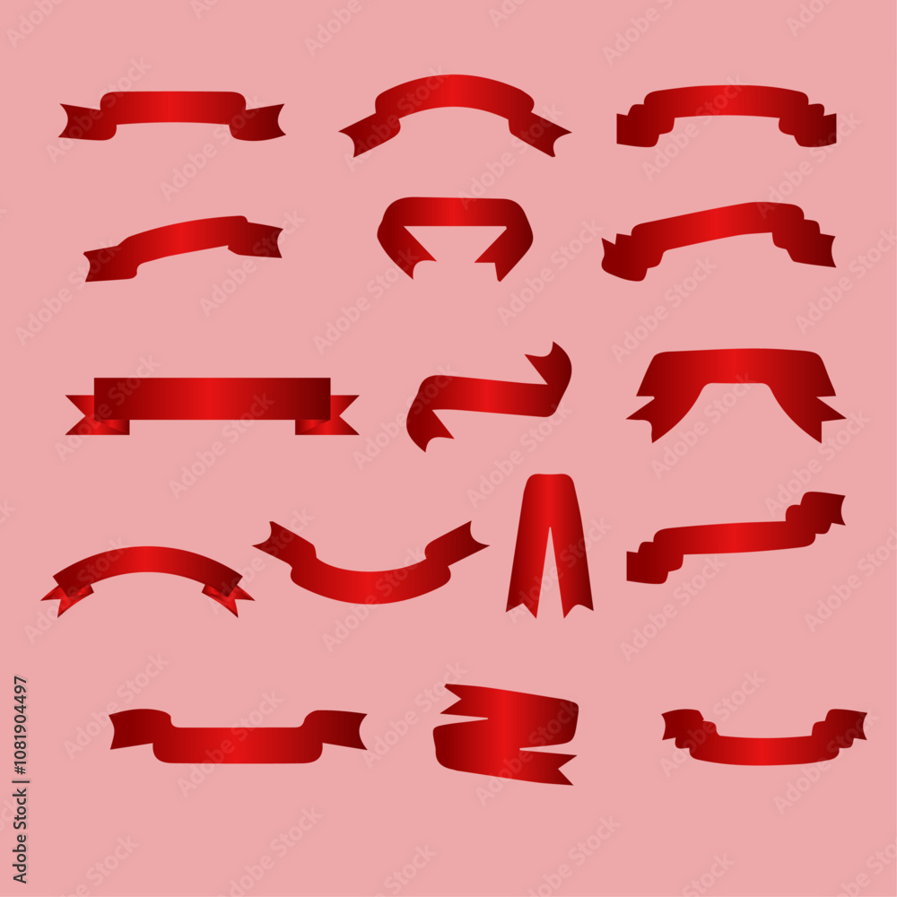 Set of red ribbons vector Set of red ribbons vector